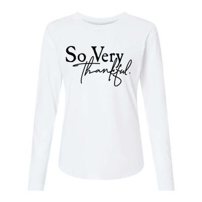 Thanksgiving Day Sticker So Very Thankful Womens Cotton Relaxed Long Sleeve T-Shirt