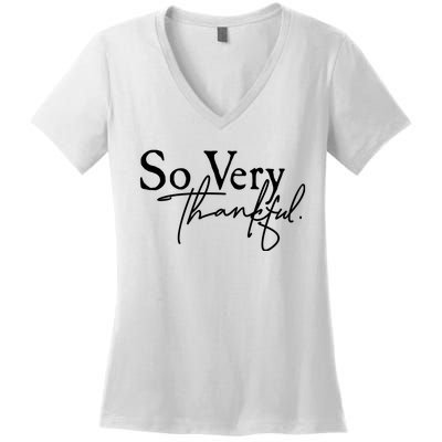 Thanksgiving Day Sticker So Very Thankful Women's V-Neck T-Shirt