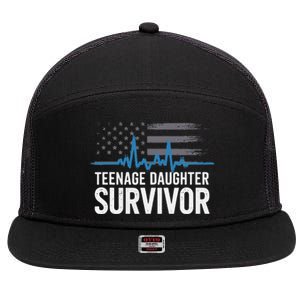 Teenage Daughter Survivor Parents Humorsarcasm 7 Panel Mesh Trucker Snapback Hat