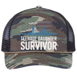 Teenage Daughter Survivor Parents Humorsarcasm Retro Rope Trucker Hat Cap