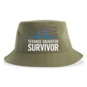 Teenage Daughter Survivor Parents Humorsarcasm Sustainable Bucket Hat