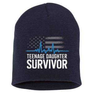 Teenage Daughter Survivor Parents Humorsarcasm Short Acrylic Beanie