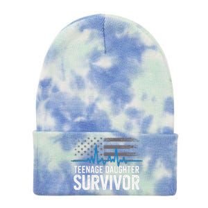 Teenage Daughter Survivor Parents Humorsarcasm Tie Dye 12in Knit Beanie