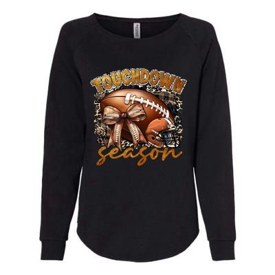 Touch Down Season Fall Coquette Bow Womens California Wash Sweatshirt