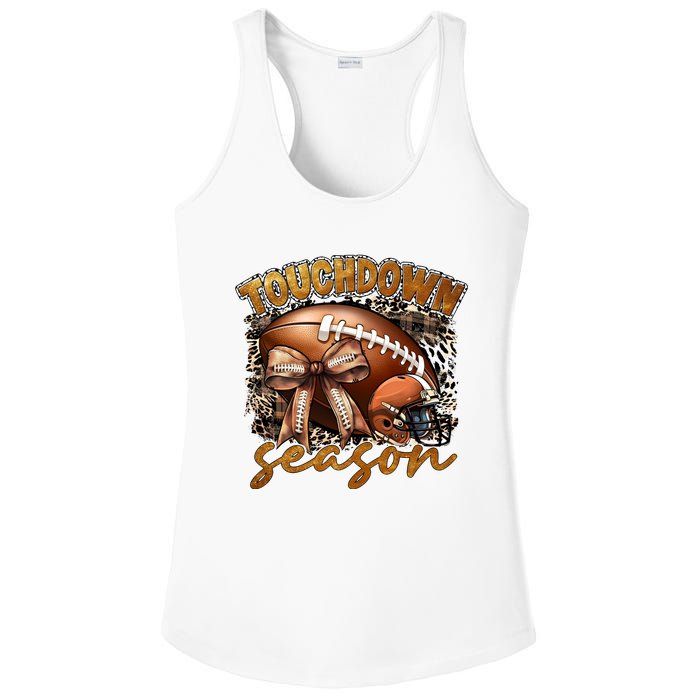 Touch Down Season Fall Coquette Bow Ladies PosiCharge Competitor Racerback Tank