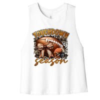 Touch Down Season Fall Coquette Bow Women's Racerback Cropped Tank