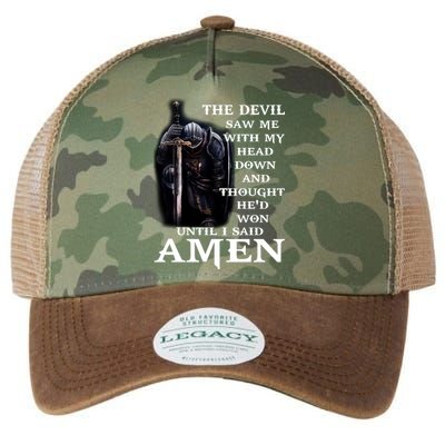 The Devil Saw Me With My Head Down And Thought He'd Won Until I Said Amen Legacy Tie Dye Trucker Hat