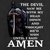 The Devil Saw Me With My Head Down And Thought He'd Won Until I Said Amen 7 Panel Mesh Trucker Snapback Hat