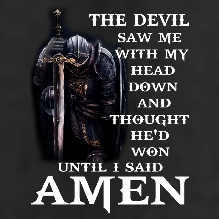 The Devil Saw Me With My Head Down And Thought He'd Won Until I Said Amen 7 Panel Mesh Trucker Snapback Hat
