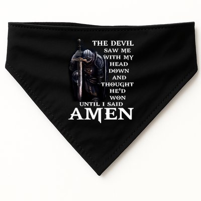 The Devil Saw Me With My Head Down And Thought He'd Won Until I Said Amen USA-Made Doggie Bandana