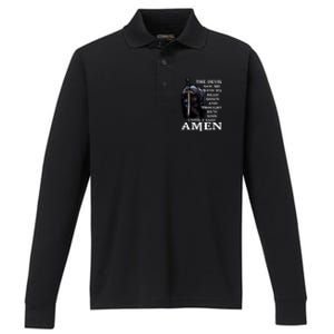 The Devil Saw Me With My Head Down And Thought He'd Won Until I Said Amen Performance Long Sleeve Polo