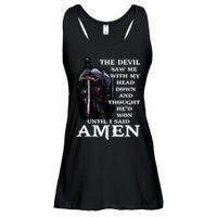 The Devil Saw Me With My Head Down And Thought He'd Won Until I Said Amen Ladies Essential Flowy Tank