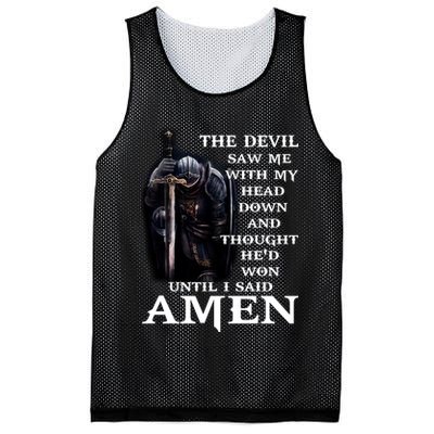 The Devil Saw Me With My Head Down And Thought He'd Won Until I Said Amen Mesh Reversible Basketball Jersey Tank