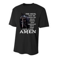 The Devil Saw Me With My Head Down And Thought He'd Won Until I Said Amen Youth Performance Sprint T-Shirt