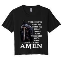 The Devil Saw Me With My Head Down And Thought He'd Won Until I Said Amen Crop Top