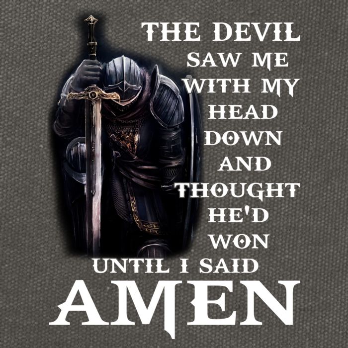 The Devil Saw Me With My Head Down And Thought He'd Won Until I Said Amen Cotton Canvas Backpack