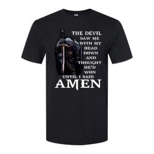 The Devil Saw Me With My Head Down And Thought He'd Won Until I Said Amen Softstyle CVC T-Shirt