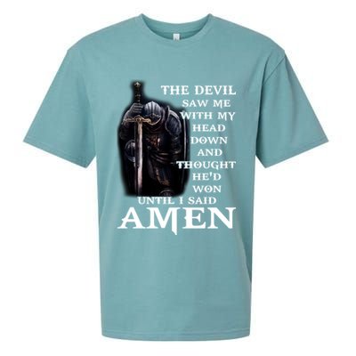 The Devil Saw Me With My Head Down And Thought He'd Won Until I Said Amen Sueded Cloud Jersey T-Shirt