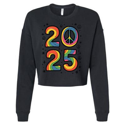 Tie Dye Sign Peace Teacher Field Day 2025 Cropped Pullover Crew