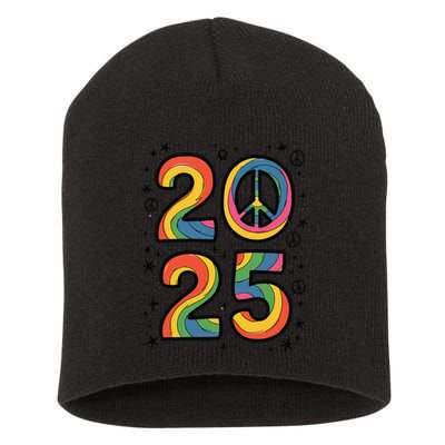 Tie Dye Sign Peace Teacher Field Day 2025 Short Acrylic Beanie