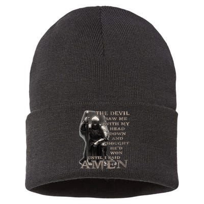 The Devil Saw Me With My Head Down Until I Said Amen Sustainable Knit Beanie