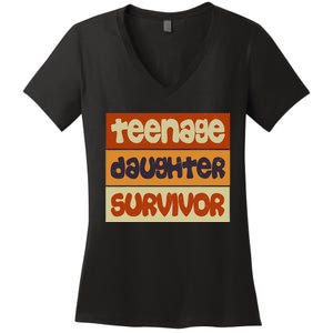 Teenage Daughter Survivor Popular Parenting Women's V-Neck T-Shirt