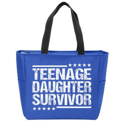 Teenage Daughter Survivor Vintage Dad Mom Zip Tote Bag