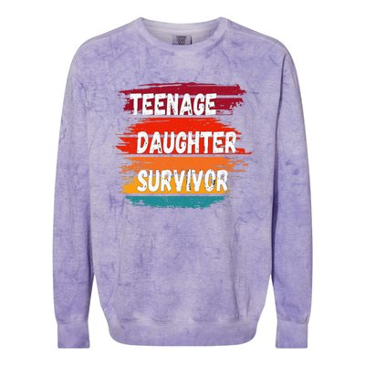 Teenage Daughter Survivor Retro Vintage Sunset Paint Brush Colorblast Crewneck Sweatshirt