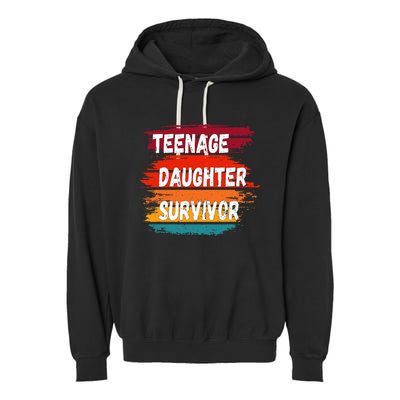 Teenage Daughter Survivor Retro Vintage Sunset Paint Brush Garment-Dyed Fleece Hoodie