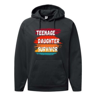 Teenage Daughter Survivor Retro Vintage Sunset Paint Brush Performance Fleece Hoodie