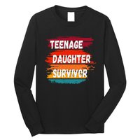 Teenage Daughter Survivor Retro Vintage Sunset Paint Brush Long Sleeve Shirt