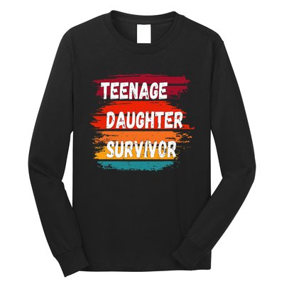 Teenage Daughter Survivor Retro Vintage Sunset Paint Brush Long Sleeve Shirt