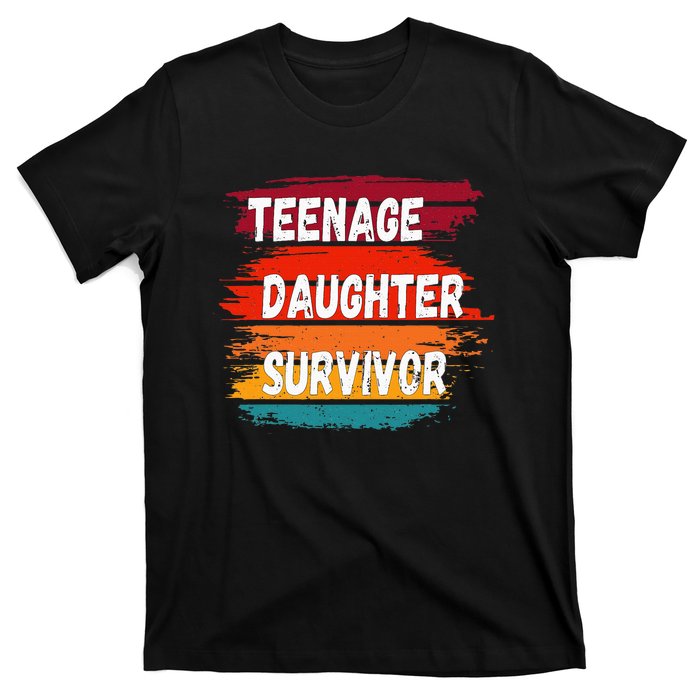 Teenage Daughter Survivor Retro Vintage Sunset Paint Brush T-Shirt