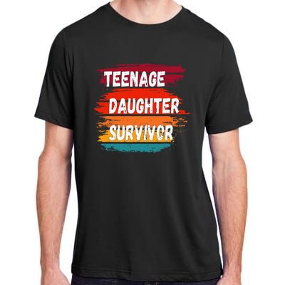 Teenage Daughter Survivor Retro Vintage Sunset Paint Brush Adult ChromaSoft Performance T-Shirt