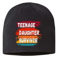 Teenage Daughter Survivor Retro Vintage Sunset Paint Brush Sustainable Beanie