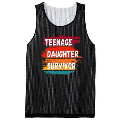 Teenage Daughter Survivor Retro Vintage Sunset Paint Brush Mesh Reversible Basketball Jersey Tank