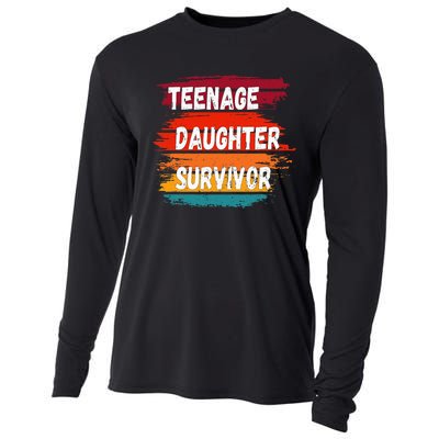 Teenage Daughter Survivor Retro Vintage Sunset Paint Brush Cooling Performance Long Sleeve Crew