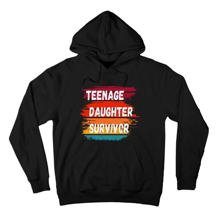 Teenage Daughter Survivor Retro Vintage Sunset Paint Brush Tall Hoodie