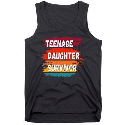 Teenage Daughter Survivor Retro Vintage Sunset Paint Brush Tank Top