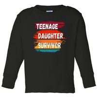 Teenage Daughter Survivor Retro Vintage Sunset Paint Brush Toddler Long Sleeve Shirt