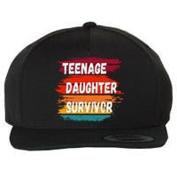 Teenage Daughter Survivor Retro Vintage Sunset Paint Brush Wool Snapback Cap