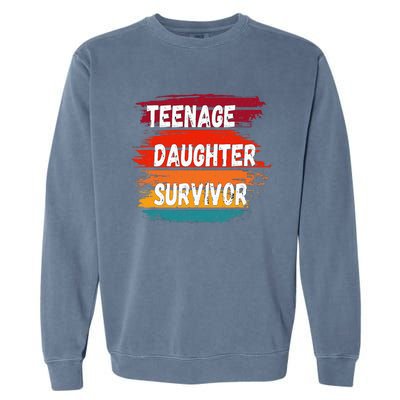 Teenage Daughter Survivor Retro Vintage Sunset Paint Brush Garment-Dyed Sweatshirt