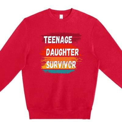 Teenage Daughter Survivor Retro Vintage Sunset Paint Brush Premium Crewneck Sweatshirt