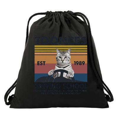 Toonces Driving School Est. 1989 The Driving Cat Drawstring Bag