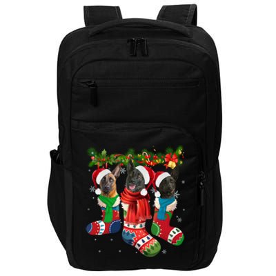 Three Dutch Shepherds In Christmas Socks Impact Tech Backpack