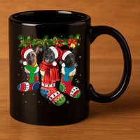 Three Dutch Shepherds In Christmas Socks 11oz C Handle Ceramic Mug