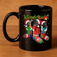 Three Dutch Shepherds In Christmas Socks 11oz C Handle Ceramic Mug