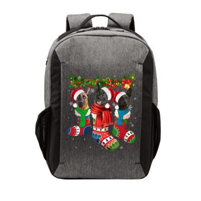 Three Dutch Shepherds In Christmas Socks Vector Backpack