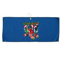 Three Dutch Shepherds In Christmas Socks Large Microfiber Waffle Golf Towel