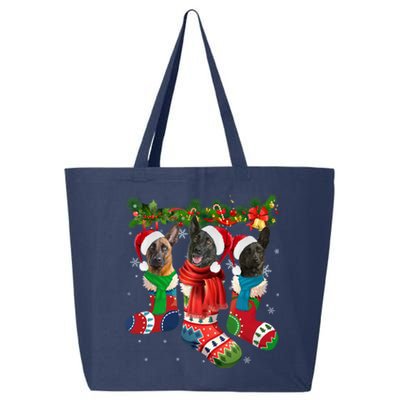 Three Dutch Shepherds In Christmas Socks 25L Jumbo Tote